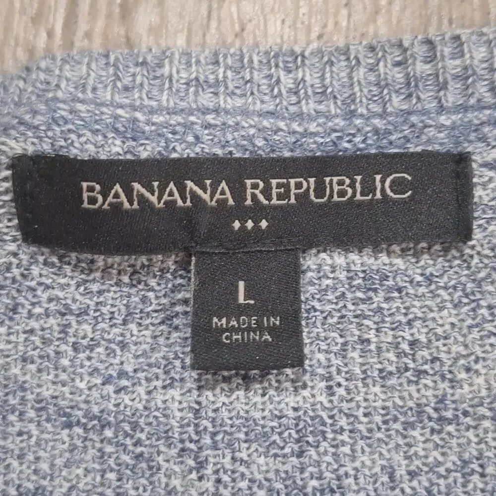 Banana Republic Henley Blue, White Stripey Sweater Sz L #1238